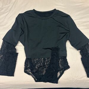 SHEIN Black Lace Sleeve Bodysuit